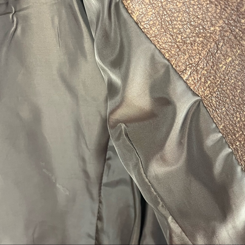 CRIPPLE CREEK Brown 100% Genuine Leather Studded Zip Pockets Jacket Size Medium - Picture 4 of 10